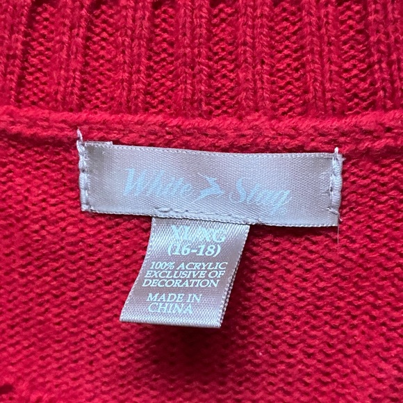 Beaded Red Holiday Winter Christmas Tree Sweater by White Stag - Picture 3 of 4